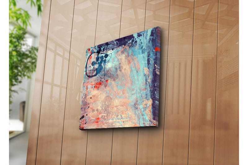Canvas-taulu 45x45 cm - Abstrakti sommitelma värikkäillä muodoilla ja viivoilla - Sininen / Punainen / Beige - Sisustustuotteet - Taulu & taide - Canvas-taulu