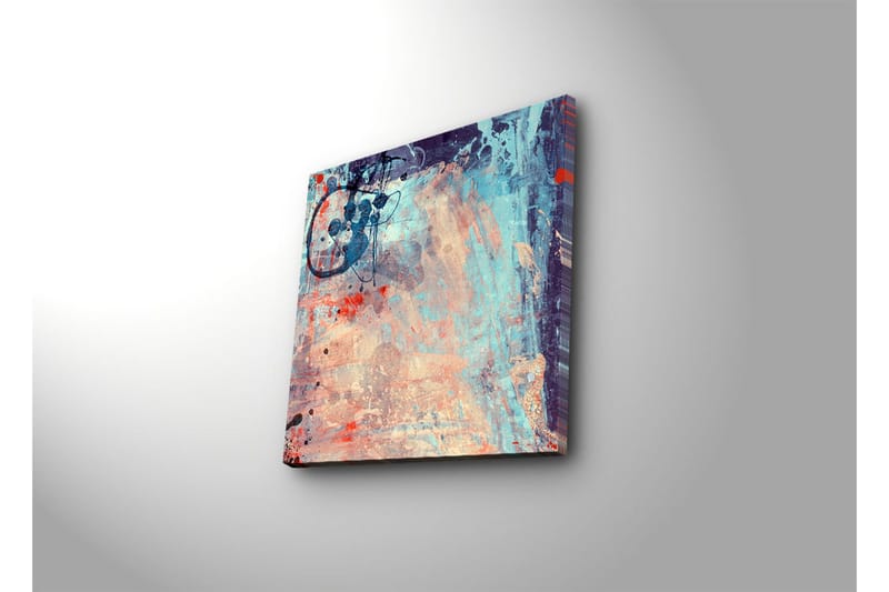 Canvas-taulu 45x45 cm - Abstrakti sommitelma värikkäillä muodoilla ja viivoilla - Sininen / Punainen / Beige - Sisustustuotteet - Taulu & taide - Canvas-taulu