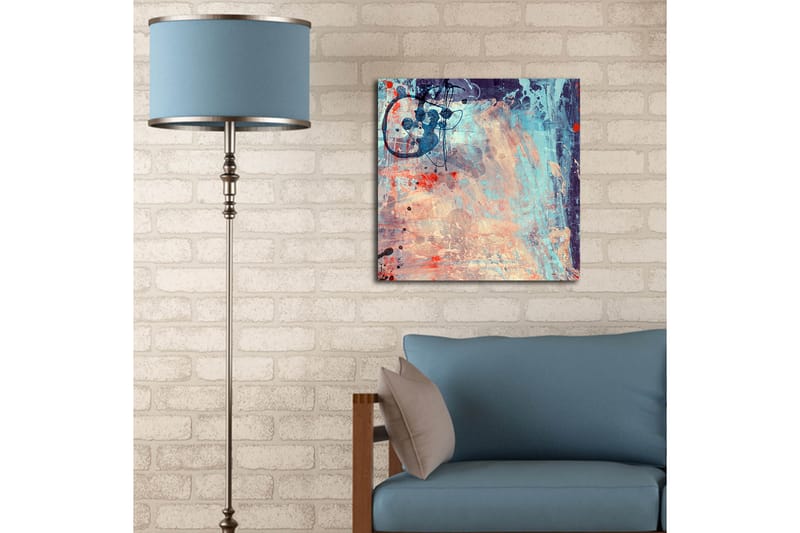 Canvas-taulu 45x45 cm - Abstrakti sommitelma värikkäillä muodoilla ja viivoilla - Sininen / Punainen / Beige - Sisustustuotteet - Taulu & taide - Canvas-taulu