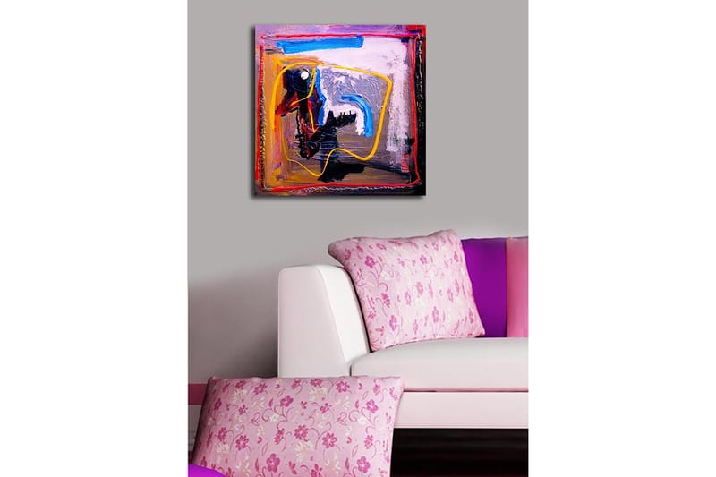 Canvas-taulu 45x45 cm - Abstrakti sommitelma värikkäillä viivoilla ja muodoilla - Sininen / Keltainen / Punainen - Sisustustuotteet - Taulu & taide - Canvas-taulu