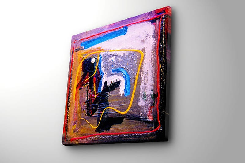 Canvas-taulu 45x45 cm - Abstrakti sommitelma värikkäillä viivoilla ja muodoilla - Sininen / Keltainen / Punainen - Sisustustuotteet - Taulu & taide - Canvas-taulu