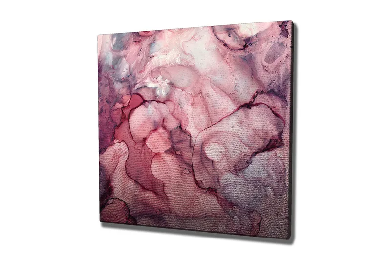 Canvas-taulu 45x45 cm - Abstrakti sommitelma pehmeillä, virtaavilla muodoilla vaaleanpunaisissa sävyissä - Tummanpunainen / Vaaleanpunainen / Burgundi - Sisustustuotteet - Taulu & taide - Canvas-taulu