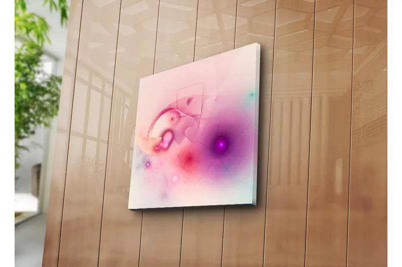 Canvas-taulu 45x45 cm - Abstrakti sommitelma pehmeillä muodoilla ja värisiirtymillä - Vaaleanpunainen / Violetti / Turkoosi - Sisustustuotteet - Taulu & taide - Canvas-taulu