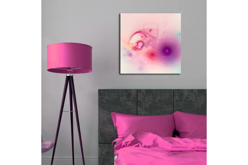 Canvas-taulu 45x45 cm - Abstrakti sommitelma pehmeillä muodoilla ja värisiirtymillä - Vaaleanpunainen / Violetti / Turkoosi - Sisustustuotteet - Taulu & taide - Canvas-taulu