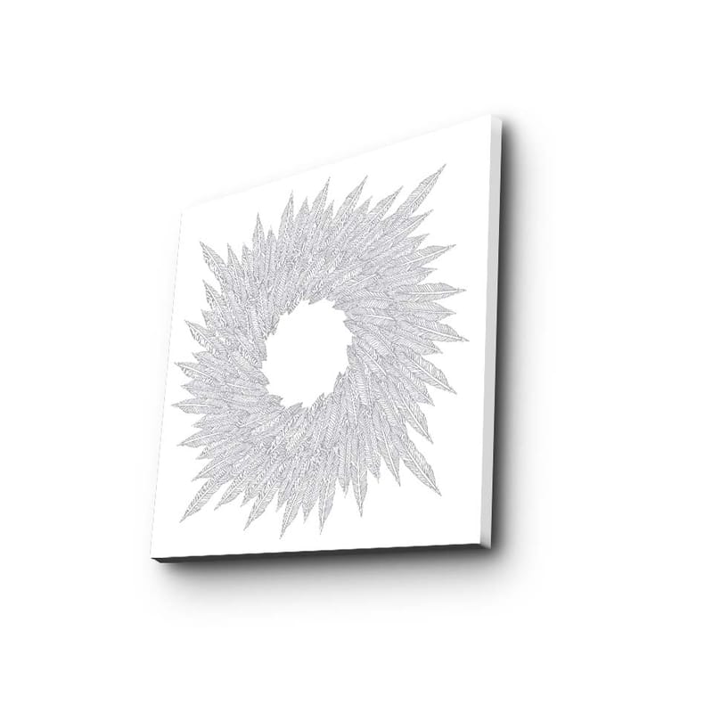Canvas-taulu 45x45 cm - Abstrakti spiraalimainen lehtikuvio - Valkoinen / Harmaa - Sisustustuotteet - Taulu & taide - Canvas-taulu