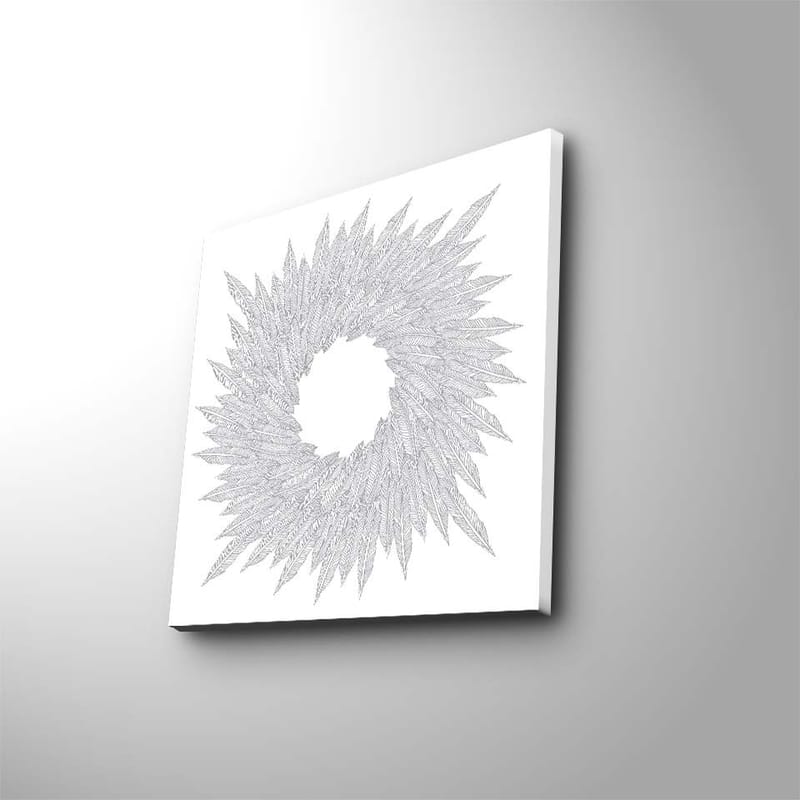 Canvas-taulu 45x45 cm - Abstrakti spiraalimainen lehtikuvio - Valkoinen / Harmaa - Sisustustuotteet - Taulu & taide - Canvas-taulu