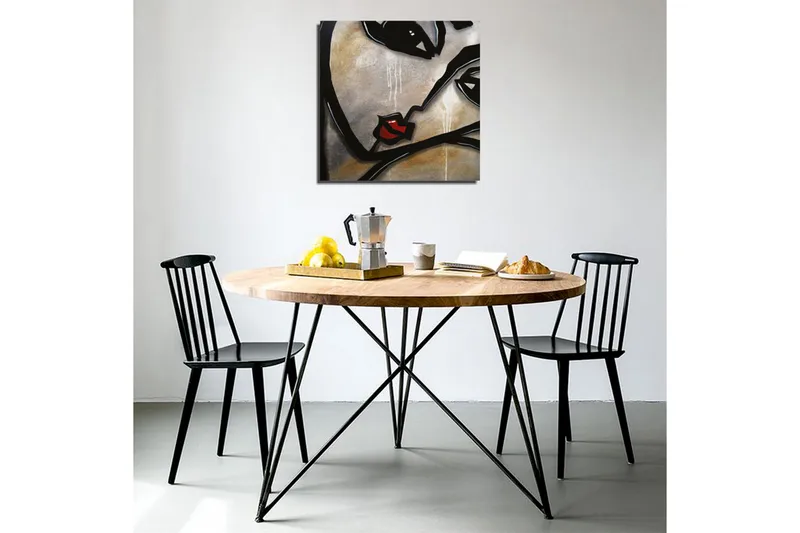 Canvas-taulu 45x45 cm - Abstraktit kasvot tyylitellyillä piirteillä - Musta / Punainen / Beige - Sisustustuotteet - Taulu & taide - Canvas-taulu