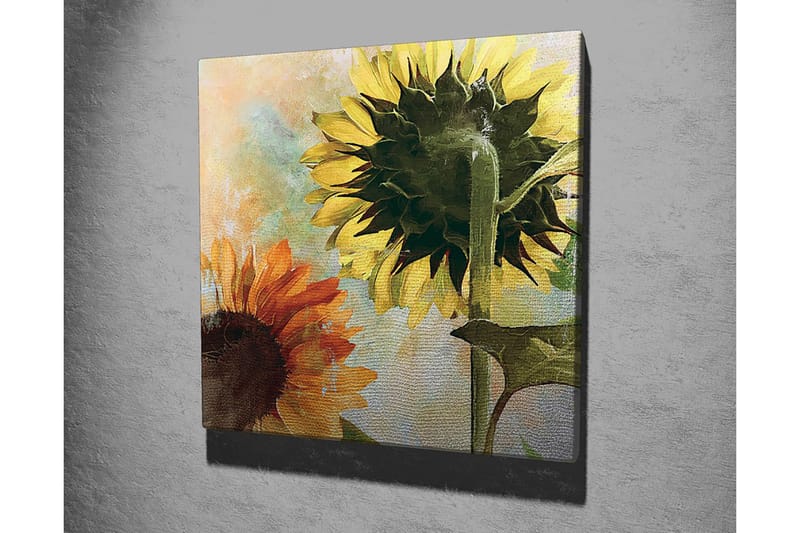 Canvas-taulu 45x45 cm - Auringonkukkia kirkkaissa väreissä - Keltainen / Oranssi / Vihreä - Sisustustuotteet - Taulu & taide - Canvas-taulu