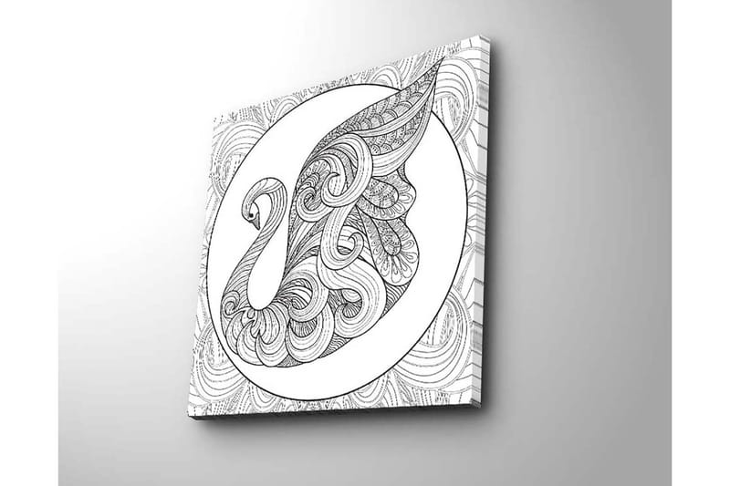 Canvas-taulu 45x45 cm - Elegantti joutsen monimutkaisilla kuvioilla - Musta / Valkoinen - Sisustustuotteet - Taulu & taide - Canvas-taulu