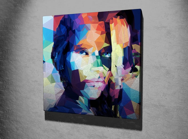 Canvas-taulu 45x45 cm - Geometrinen muotokuva naisesta värikkäässä tyylissä - Sininen / Punainen / Vihreä - Sisustustuotteet - Taulu & taide - Canvas-taulu