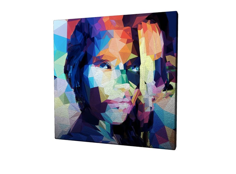 Canvas-taulu 45x45 cm - Geometrinen muotokuva naisesta värikkäässä tyylissä - Sininen / Punainen / Vihreä - Sisustustuotteet - Taulu & taide - Canvas-taulu