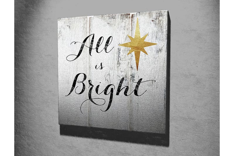 Canvas-taulu 45x45 cm - Inspiroiva teksti tähdellä puupaneelilla - Valkoinen / Musta / Kulta - Sisustustuotteet - Taulu & taide - Canvas-taulu