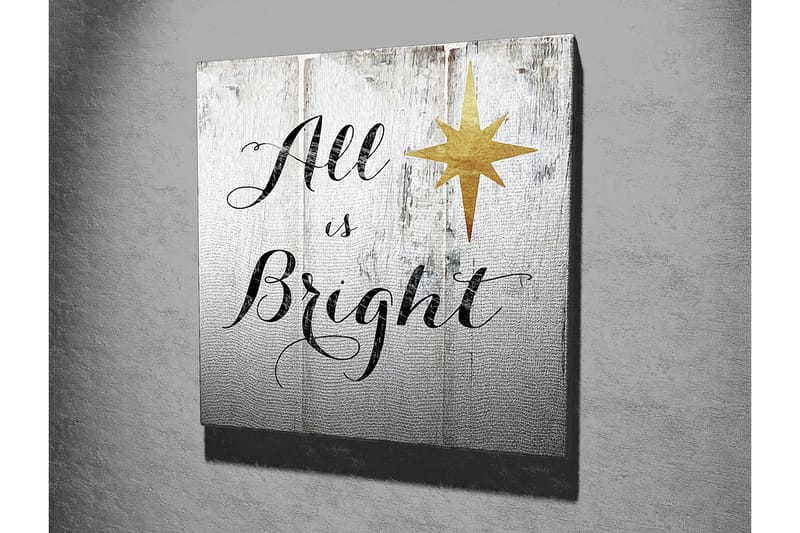 Canvas-taulu 45x45 cm - Inspiroiva teksti tähdellä puupaneelilla - Valkoinen / Musta / Kulta - Sisustustuotteet - Taulu & taide - Canvas-taulu