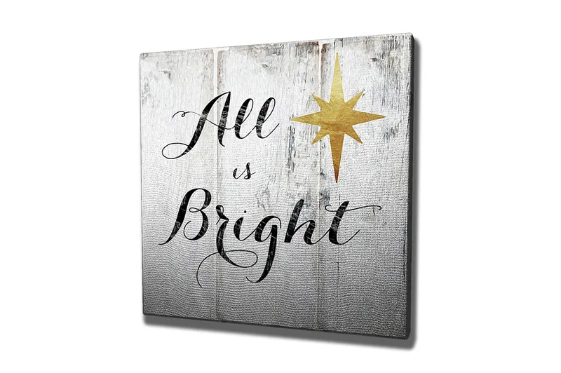 Canvas-taulu 45x45 cm - Inspiroiva teksti tähdellä puupaneelilla - Valkoinen / Musta / Kulta - Sisustustuotteet - Taulu & taide - Canvas-taulu