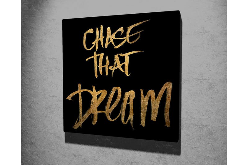 Canvas-taulu 45x45 cm - Inspiroiva teksti viestillä unelmiesi seuraamisesta - Kulta / Musta - Sisustustuotteet - Taulu & taide - Canvas-taulu