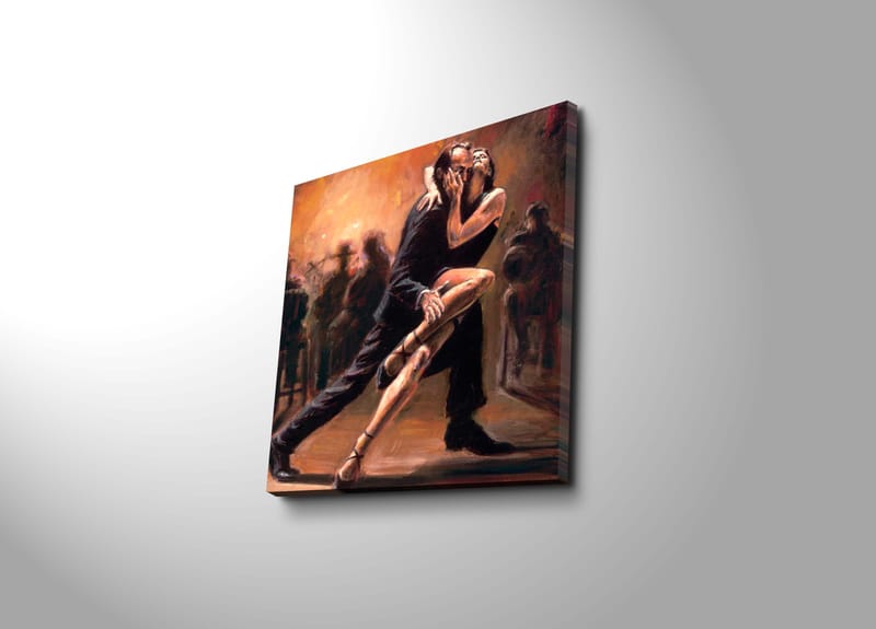 Canvas-taulu 45x45 cm - Kahden tanssijan intohimoinen tango, Tummanpunainen / Musta / Beige