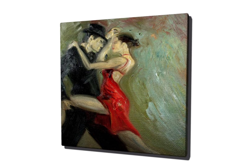 Canvas-taulu 45x45 cm - Kahden tanssijan intohimoinen tango - Punainen / Musta / Vihreä - Sisustustuotteet - Taulu & taide - Canvas-taulu