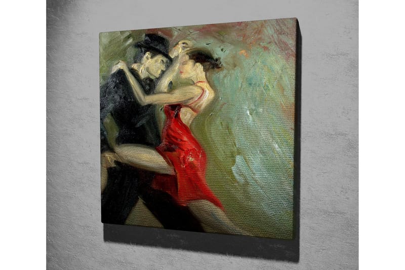 Canvas-taulu 45x45 cm - Kahden tanssijan intohimoinen tango - Punainen / Musta / Vihreä - Sisustustuotteet - Taulu & taide - Canvas-taulu