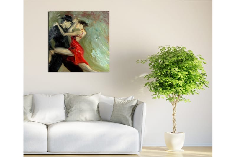 Canvas-taulu 45x45 cm - Kahden tanssijan intohimoinen tango - Punainen / Musta / Vihreä - Sisustustuotteet - Taulu & taide - Canvas-taulu