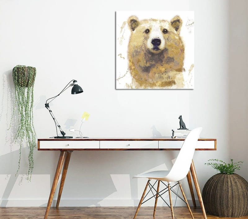 Canvas-taulu 45x45 cm - Karhun muotokuva pehmeillä siveltimenvedoilla, Beige / Ruskea / Valkoinen