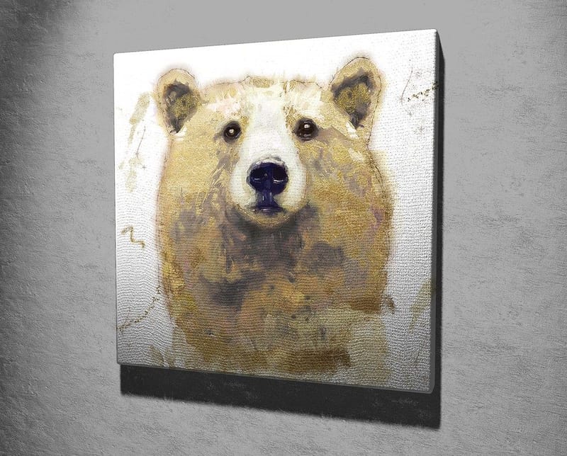 Canvas-taulu 45x45 cm - Karhun muotokuva pehmeillä siveltimenvedoilla - Beige / Ruskea / Valkoinen - Sisustustuotteet - Taulu & taide - Canvas-taulu