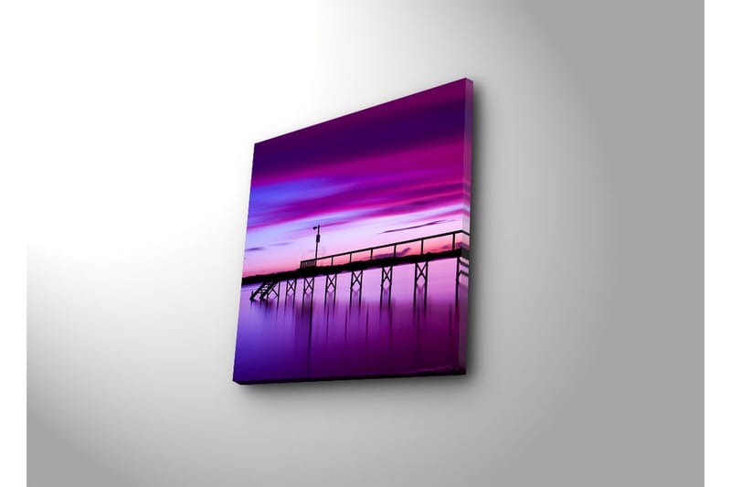 Canvas-taulu 45x45 cm - Kaunis laituri auringonlaskun aikaan värikkäällä taivaalla - Violetti / Vaaleanpunainen / Sininen - Sisustustuotteet - Taulu & taide - Canvas-taulu