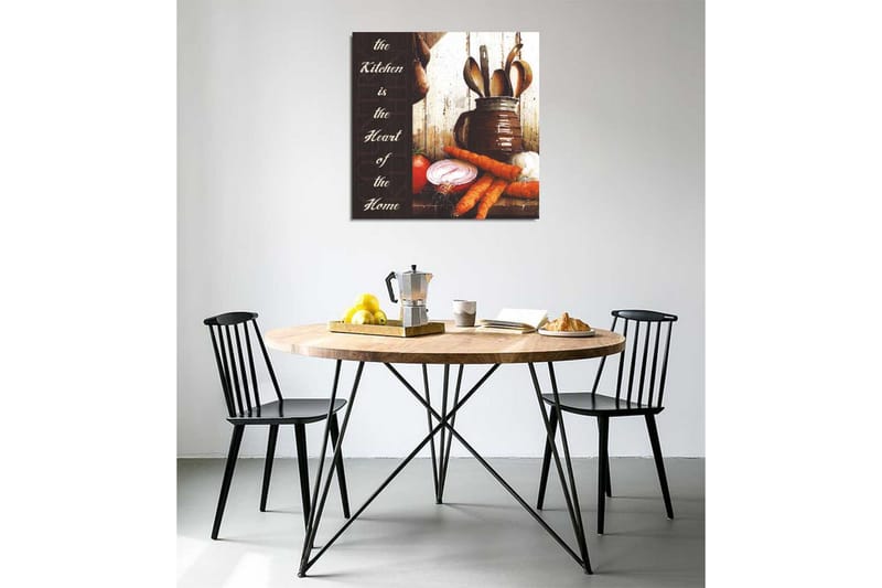 Canvas-taulu 45x45 cm - Keittiötarvikkeet vihanneksilla ja keittiövälineillä - Punainen / Oranssi / Ruskea - Sisustustuotteet - Taulu & taide - Canvas-taulu