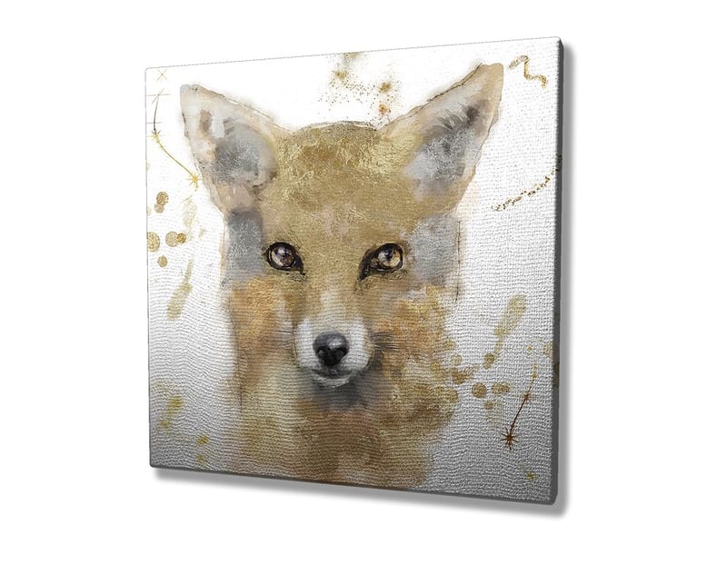 Canvas-taulu 45x45 cm - Ketun muotokuva pehmeillä siveltimenvedoilla - Kulta / Beige / Musta - Sisustustuotteet - Taulu & taide - Canvas-taulu