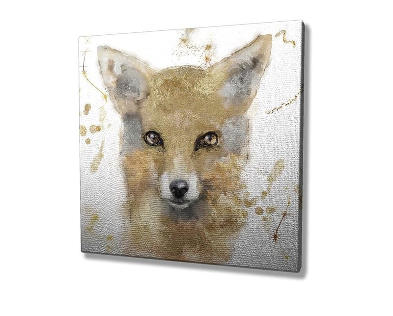 Canvas-taulu 45x45 cm - Ketun muotokuva pehmeillä siveltimenvedoilla - Kulta / Beige / Musta - Sisustustuotteet - Taulu & taide - Canvas-taulu