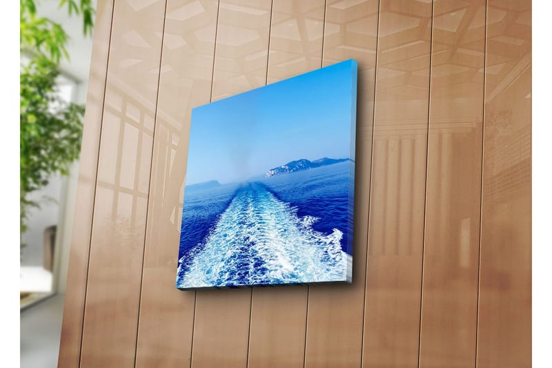 Canvas-taulu 45x45 cm - Kirkas sininen merinäköala ja venereitti kohti kaukaisia kallioita - Sininen / Valkoinen - Sisustustuotteet - Taulu & taide - Canvas-taulu