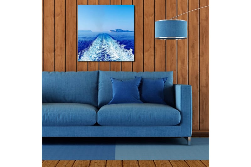 Canvas-taulu 45x45 cm - Kirkas sininen merinäköala ja venereitti kohti kaukaisia kallioita - Sininen / Valkoinen - Sisustustuotteet - Taulu & taide - Canvas-taulu