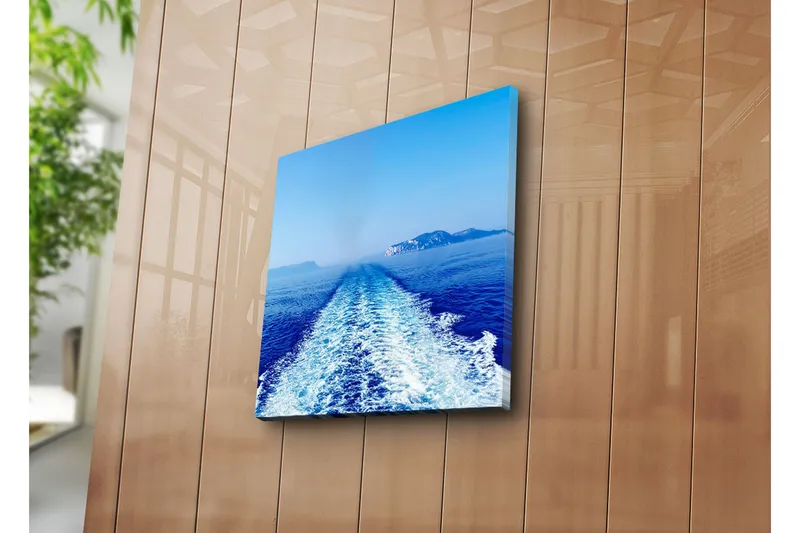 Canvas-taulu 45x45 cm - Kirkas sininen merinäköala ja venereitti kohti kaukaisia kallioita - Sininen / Valkoinen - Sisustustuotteet - Taulu & taide - Canvas-taulu