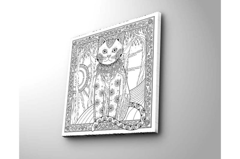 Canvas-taulu 45x45 cm - Kissa yksityiskohtaisella kuviolla ja koristelulla - Musta / Valkoinen - Sisustustuotteet - Taulu & taide - Canvas-taulu