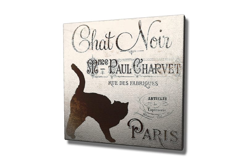 Canvas-taulu 45x45 cm - Kissan siluetti vintage-julisteessa - Musta / Beige / Ruskea - Sisustustuotteet - Taulu & taide - Canvas-taulu