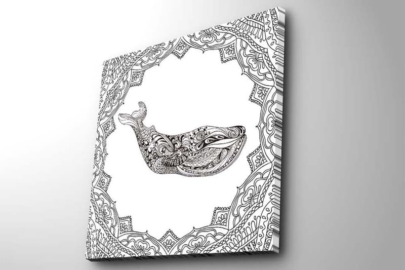 Canvas-taulu 45x45 cm - Koristeellinen valas yksityiskohtaisella kuviolla - Musta / Valkoinen - Sisustustuotteet - Taulu & taide - Canvas-taulu