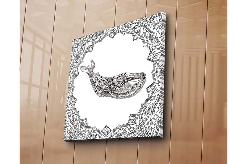 Canvas-taulu 45x45 cm - Koristeellinen valas yksityiskohtaisessa kuviossa - Musta / Valkoinen - Sisustustuotteet - Taulu & taide - Canvas-taulu