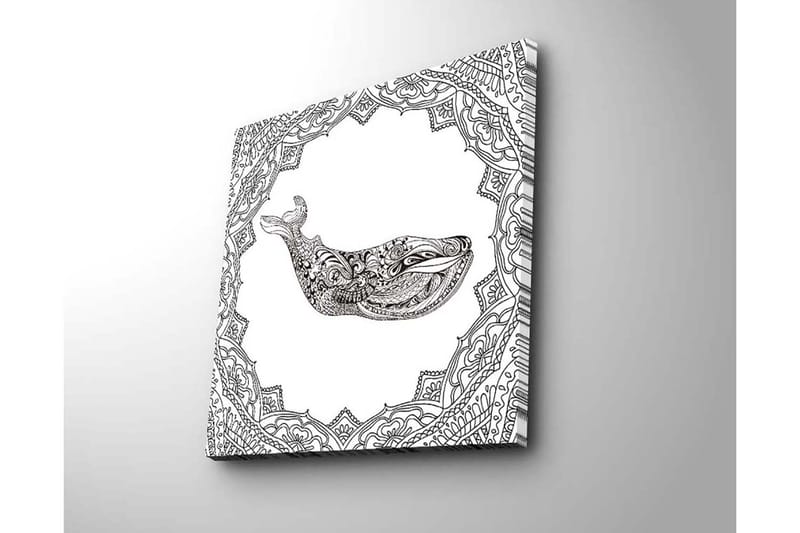 Canvas-taulu 45x45 cm - Koristeellinen valas yksityiskohtaisessa kuviossa - Musta / Valkoinen - Sisustustuotteet - Taulu & taide - Canvas-taulu