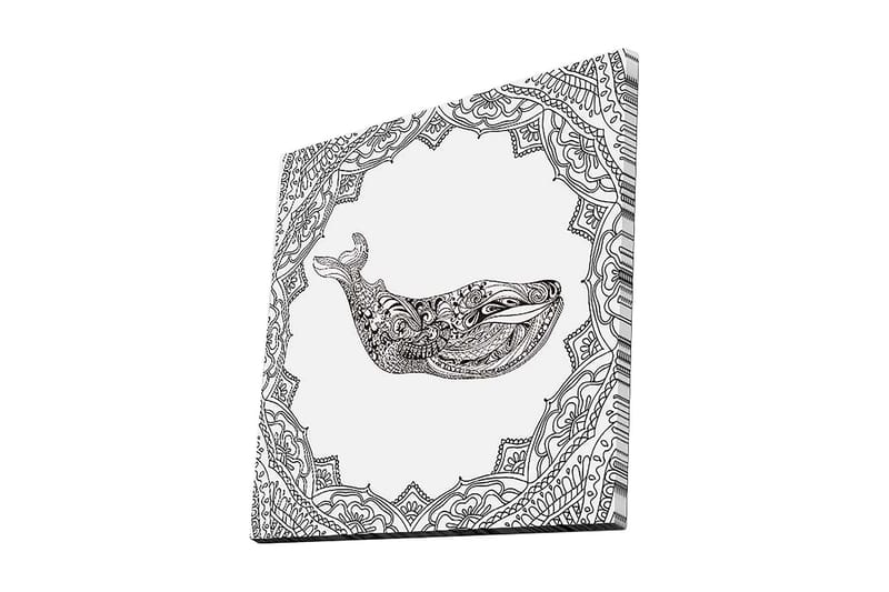 Canvas-taulu 45x45 cm - Koristeellinen valas yksityiskohtaisessa kuviossa, Musta / Valkoinen