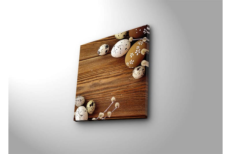 Canvas-taulu 45x45 cm - Koristeelliset munat puupinnalla - Ruskea / Valkoinen / Beige - Sisustustuotteet - Taulu & taide - Canvas-taulu