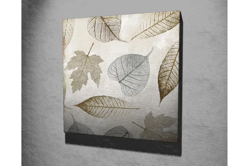 Canvas-taulu 45x45 cm - Kuivattuja lehtiä hienovaraisissa sävyissä - Harmaa / Ruskea / Beige - Sisustustuotteet - Taulu & taide - Canvas-taulu
