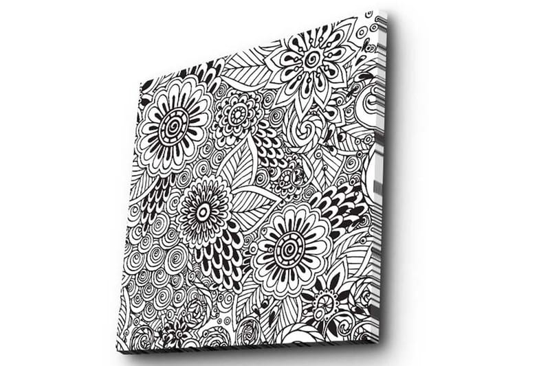 Canvas-taulu 45x45 cm - Kuvioitu kukkien ja lehtien sommitelma - Musta / Valkoinen - Sisustustuotteet - Taulu & taide - Canvas-taulu