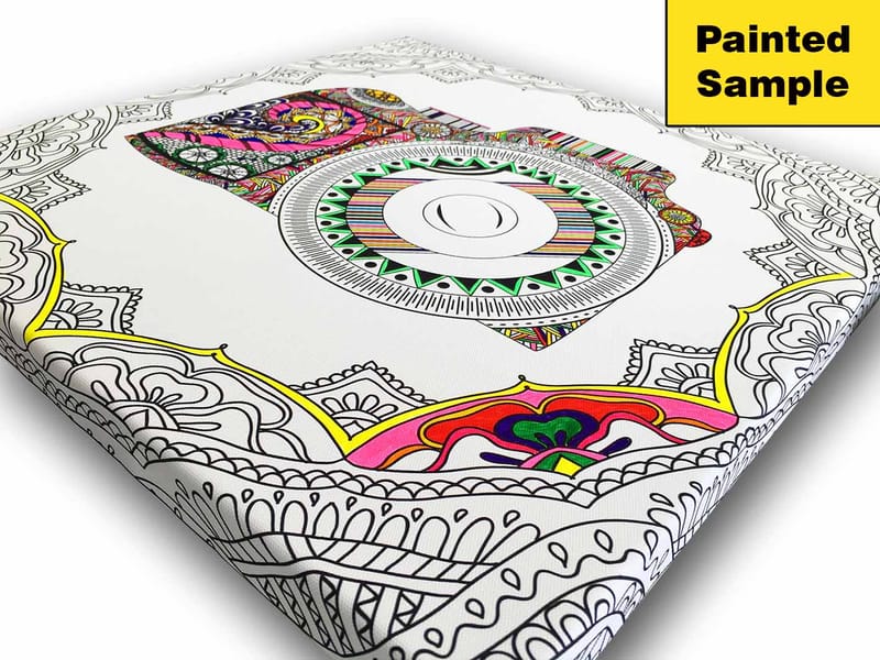 Canvas-taulu 45x45 cm - Kuvioitu kuu ja tähti koristekehyksissä - Musta / Valkoinen - Sisustustuotteet - Taulu & taide - Canvas-taulu