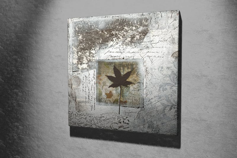 Canvas-taulu 45x45 cm - Lehden siluetti abstraktia taustaa vasten - Musta / Sininen / Vihreä - Sisustustuotteet - Taulu & taide - Canvas-taulu