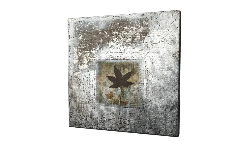 Canvas-taulu 45x45 cm - Lehden siluetti abstraktia taustaa vasten - Musta / Sininen / Vihreä - Sisustustuotteet - Taulu & taide - Canvas-taulu