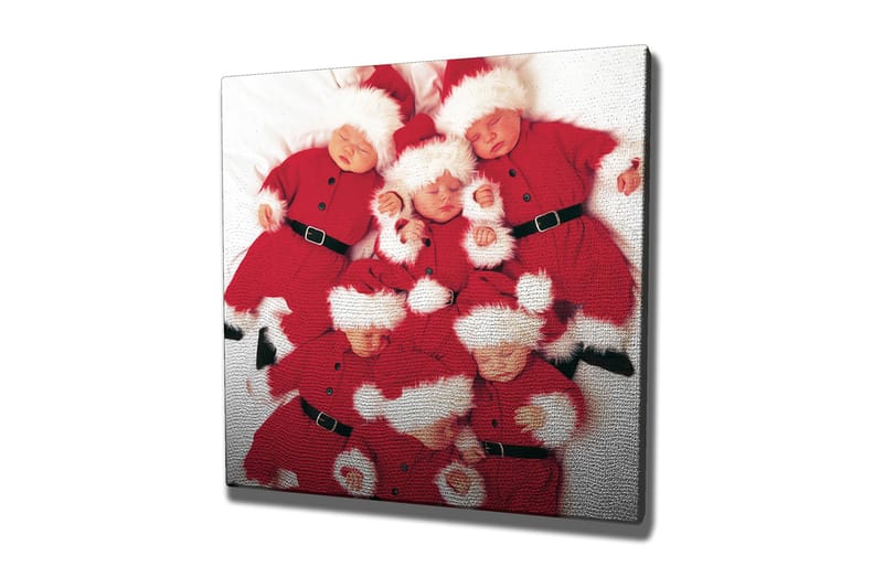 Canvas-taulu 45x45 cm - Leikkisä kokoelma lapsia joulupukin asuissa - Punainen / Valkoinen - Sisustustuotteet - Taulu & taide - Canvas-taulu