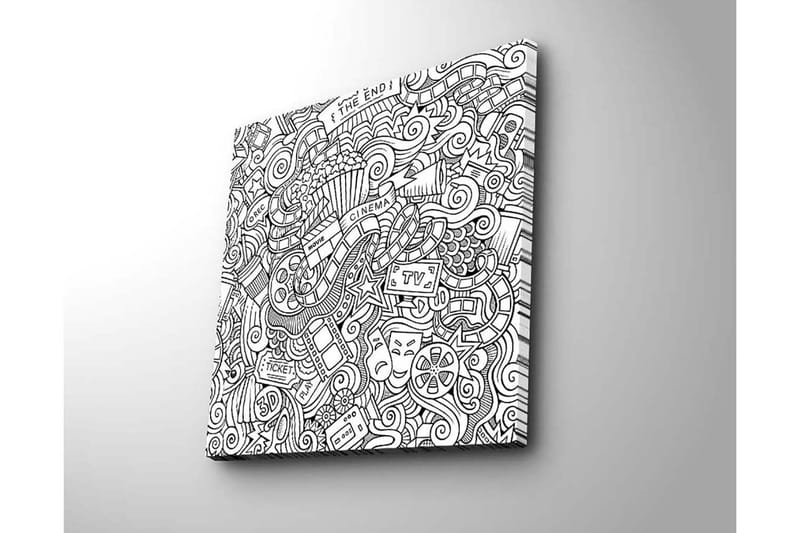 Canvas-taulu 45x45 cm - Luova sommitelma elokuva- ja teatteriaiheisilla symboleilla - Musta / Valkoinen - Sisustustuotteet - Taulu & taide - Canvas-taulu
