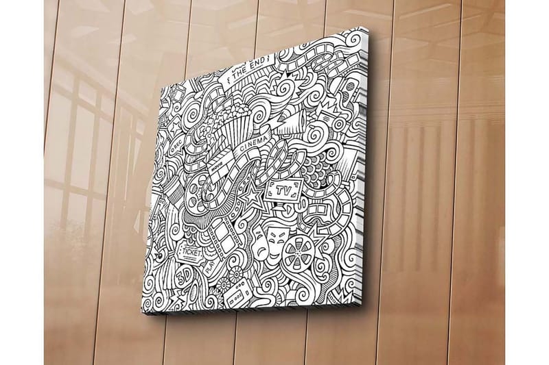 Canvas-taulu 45x45 cm - Luova sommitelma elokuva- ja teatteriaiheisilla symboleilla - Musta / Valkoinen - Sisustustuotteet - Taulu & taide - Canvas-taulu