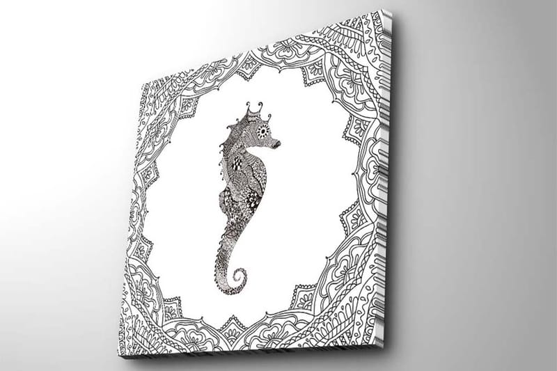 Canvas-taulu 45x45 cm - Merilohikäärme yksityiskohtaisessa mustavalkoisessa tyylissä - Musta / Valkoinen - Sisustustuotteet - Taulu & taide - Canvas-taulu