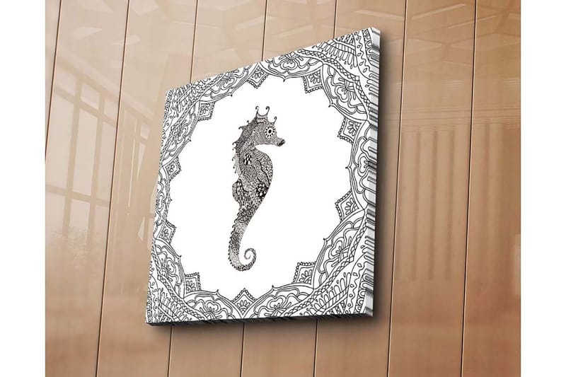 Canvas-taulu 45x45 cm - Merilohikäärme yksityiskohtaisessa mustavalkoisessa tyylissä, Musta / Valkoinen