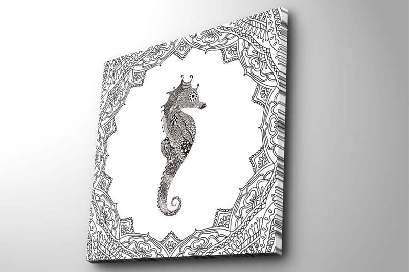 Canvas-taulu 45x45 cm - Merilohikäärme yksityiskohtaisessa mustavalkoisessa tyylissä - Musta / Valkoinen - Sisustustuotteet - Taulu & taide - Canvas-taulu